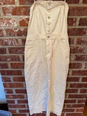 Strapless Button-Front Cream dress